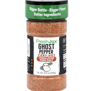 굽기, 요리, 바비큐, 피자, 감자튀김, 팝콘을 위한 프레시잭스 고스트 페퍼 파이어리 핫 히말라야 소금 u2013 6.9온스 익스트림 매운 소금 u2013 대담한 스모키 테이블 소금 u2013 비GMO, 텐 프리 u2013 미국산