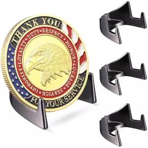 Yaocom 4피스 소형 밀리터리 챌린지 코인 디스플레이 스탠드 2.5cm(1인치) 금속 메달리온 토큰 홀더 재향