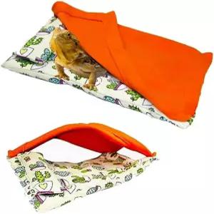 수염 드래곤 해먹 침낭 세트 - 베개와 담요 은신처가 있는 매달린 애완동물 침대 도마뱀 표범 도마뱀과