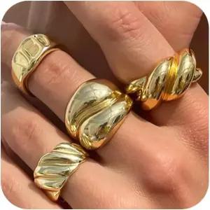 샤오모쥬 여성용 청키 골드 반지 세트 진주 꽃 크리스탈 오픈 스테이트먼트 너클 핑거 링 펑크 파티 주얼리