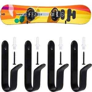 Atvkov 4팩 스노보드 벽걸이 클립 홀더 스케이트보드 디스플레이 실내 보관대 객실 차고용