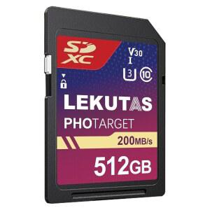 [미국배송] LEKUTAS 512GB SDXC UHS-I 메모리 카드 - 최대 200MB/S 읽기 속도 C10 U3 V30 4K UHD 캐논 니콘 소니 파나소닉 DSLR용 풀 HD 비디오 SD 카드 미러리스 카메라