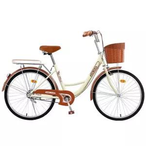 클래식 자전거 마실 남녀 성인용 시티 옐로우 22인치 초보 두발 동네 2단 장