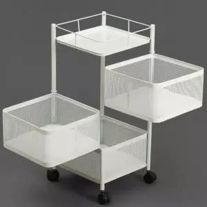 트롤리 화이트 3단 이동식 선반 정리수납