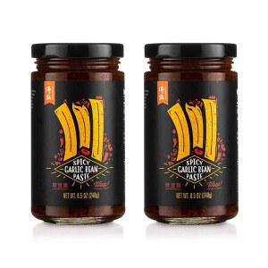 핫푸드 칠리 러버를 위한 끓는점 매운 마늘 된장, 마라 매운 소스 선풍기, 채식 친화적인 매운 양념, 다기능 조미료, 만능 디핑 소스, 8.5온스 (2팩)