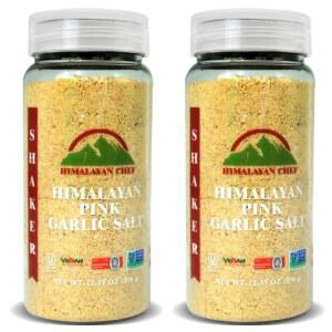 히말라야 셰프 마늘 소금 가루 쉐이커, 통마늘 정향에서 100% 순수하고 자연스럽게 추출, 비 GMO 및 텐 프리, 풍미 좋은 아로마(2팩) 12.35온스