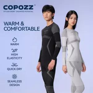 COPOZZ 겨울 스키 열 속옷 세트 남성 여성 Sweatwicking 통기성 빠른 건조 Tracksuit 온도 롱 존스