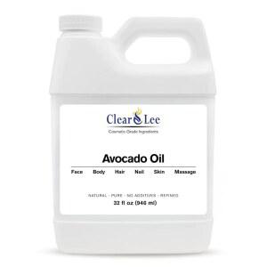 클리어리 아보카도 오일 - 마사지, 바디, 헤어, 스킨, 페이스, 네일, 스파, 아로마테라피 캐리어 포 에센셜 오일, 비누 제조, 세럼 등을 위한 화장품 등급의 천연 및 퓨어 오일 (32온스)
