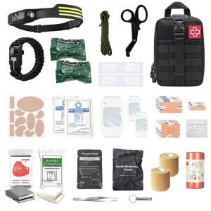 IFAK 외상 응급처치 키트, 심한 출혈을 조절하는 지혈 거즈, 6 u201D 이스라엘 압박 붕대, 응급 봉합 접착 붕대, 딥 그린(블랙)