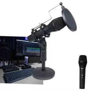 콘덴서 마이크 녹음용 유선 개인방송 방송용 마이크 스탠드 데스크탑 팝필터 강의용 노트북 컴퓨터 유튜브