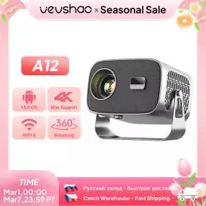 VEVSHAO A12 프로젝터 미니 휴대용 LED 비디오 안드로이드 13.0 WIFI 6 미러링 스마트폰 1080P 4K 홈