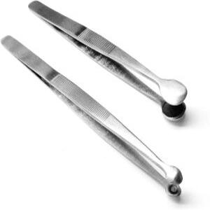 핀셋 구슬 및 진주 고정 팁 세트 속이 공예품 보석 빈 2개 원형