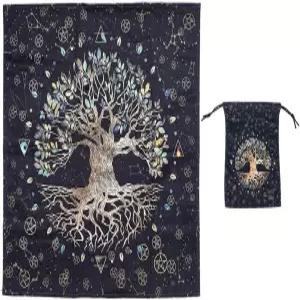 취미 1 제단 천 세트 타로 트리 소프트 도구 오브 라이프 테이블 및 벨벳 마법 블랙 의류 카드 점술 보관