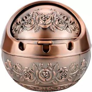 뚜껑이 있는 빈티지 재떨이 남성용 휴대용 시가 홈 오피스 실내 여성 야외 방풍 장식용 및