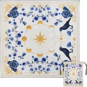 글로블랜드 문 페이즈 크로우 타로 제단 서클 패브릭 벨벳 디비네이션 30인치 테이블보 카드 두꺼운 및