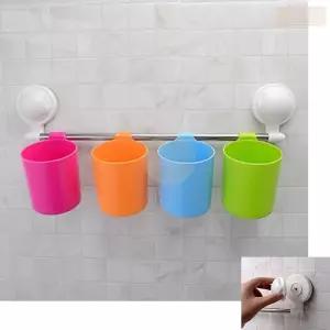 4구 욕실컵 거치대 세면대 양치컵 선반 부착형 칫솔 꽂이 걸이 받침대