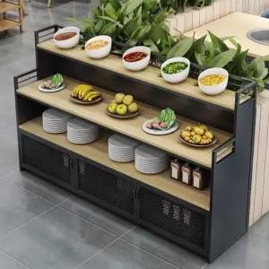 뷔페 진열장 샐러드 반찬 식기 식기류 셀프바 샐러드바 접시 선반 음식