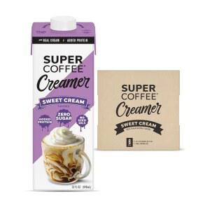 슈퍼 커피 크리머, 무설탕 크리머 (설탕 0g, 단백질 1g, 칼로리 15칼로리) [스위트 크림] 32파운드 오즈, 6팩 | 케토 커피