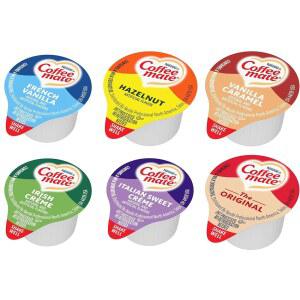 네슬레 커피 메이트 리퀴드 크리머 싱글 버라이어티 팩, 오리지널, 프렌치 바닐라, 헤이즐넛, 리쉬 크림, 이탈리안 스위트 크림, 바닐라 캐러멜, 6가지 맛 x 30 ct, 180 /박스