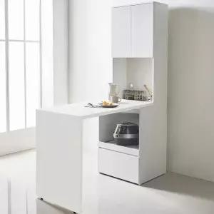 [필웰]E0자재 데이아 광파오븐렌지대 수납장세트600(서랍레일형)+식탁-DVX