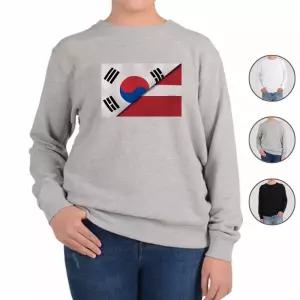 맨투맨 전색상 대한민국 라트비아 국기 프린트셔츠 dQv1+7JPB