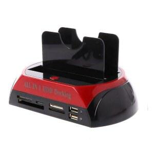 2.5인치 3.5인치 HDD 도킹 스테이션(카드 리더 USB 2.0 SSD IDE SATA 하드 드라이브 도크 지원) 2.5인치/3.5인치 및 디스크 모두 지원