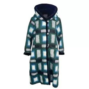 [데시데] 밍크트리밍배색 체크후드 울코트 DPW420