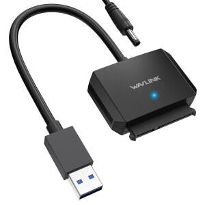 WAVLINK SATA에서 USB 타입-A 하드 드라이브 케이블, 5Gbps 3.0에서 SATA 케이블 지원 UASP, 외장 SATAI /III 커넥터 2.5인치 SSD /HDD 및 최대 20TB의 3.5인치 HDD, 전원 어댑터 포함