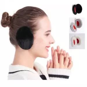 원터치 귀마개 남녀공용 토끼털 귀덮개