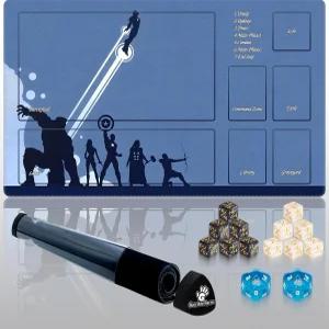 프리미엄 TCG 플레이매트 - MTG 카드 게임용 24x14 프로페셔널 고무 배틀 매트 삼각 저장 튜브 카운터