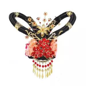 사극 가발 분장용 청나라 전통 헤어피스 황후 코스튬 무대소품 연극