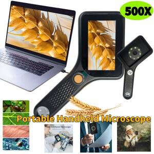 500X 휴대용 돋보기 미니 포켓 UV 3인치 화면 보석상 현미경 루페 과학 실험