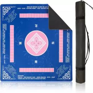 앤시본 논슬립 소음 감소 마작 매트 휴대용 빈티지 315인치 가방 게임 카드 타일 포커 도미노블루 멀티