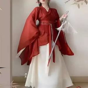 중국 한푸 고대 사극 코스프레 전통의상 여성 무대복 퍼포먼스 고풍 차이나