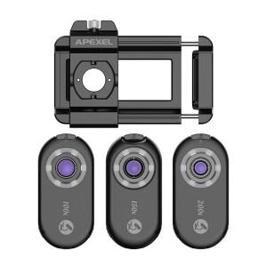 APEXEL 3 in 1 휴대폰 현미경 렌즈 키트, LED CPL 장착, 100X 150X 200X 매크로 확대경, 생물