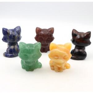 55mm 수공예 크리스탈 고양이 동물 피규어 천연석 힐링 조각품 차크라 명상 장식