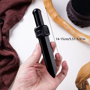 천연 크리스탈 블랙 흑요석 조각 가정 장식 마녀 단검 보석 아담 오컬트 선물 1PC