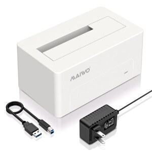 MAIWO SAS-USB 3.0 어댑터, 2.5 3.5인치 SAS SATA HDD SSD 인클로저, 24TB 용량, 12V 2A 전원 어댑터가 있는 외장 하드 드라이브 리더 도킹 스테이션, 도구 없음(흰색)