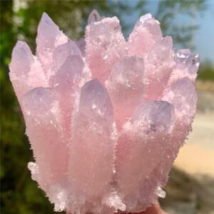 천연 핑크 크리스탈 클러스터 쿼츠 치유 원석 미네랄 표본 홈 데코