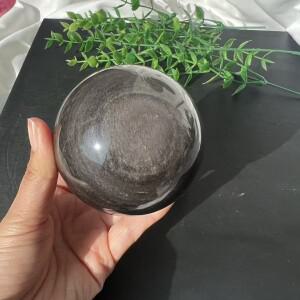 천연 실버 흑요석 볼 힐링 컬렉션 홈 데코 크리스탈 오브 레이키 스톤 바람물 풍선 (받침대 없음)