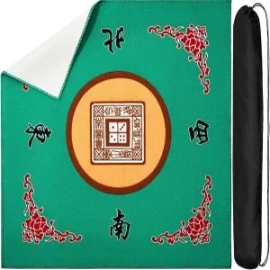 가방이 있는 쥬에시카 마작 매트 미끄럼 테이블 페이고우 보드 게임 포커 카드녹색 천 감소 방지 액세서리