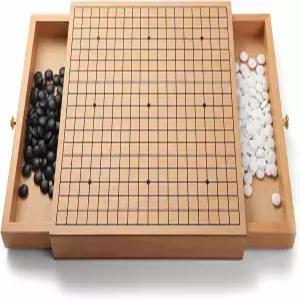 서랍이 있는 나무 바둑 게임 세트 성인 돌이 베니어 초보자를 바둑판 고반 전략 전통 휴대용 118인치 및