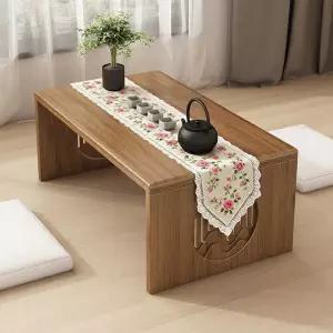 일본식 접이식 커피 테이블 로우 바닥에 앉을 수 있는 대나무 바닥 책상 조립 없음 휴대용 리빙