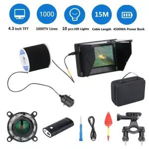 호환 GAMWATER 어군 수중 낚시 카메라 호수 바다 보트 얼음 낚시용 IR 조명 4.3 인치 모니터 10 개 15m 30m