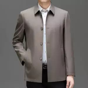 남성 행정 점퍼 가을 캐주얼 실크 얇은 코트 아빠 트렌치 남자 E43Z3H 젠2