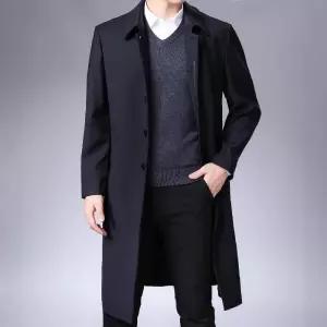 남성 트렌치코트 롱 슬리브리스 싱글 코트 캐주얼 정장 아빠 남자 E43Z1G 젠2