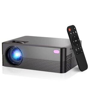 Wi-Fi 및 블루투스가 지원되는 미니 휴대용 프로젝터, 1080P 풀 HD 스마트 300 ANSI, 스마트폰, HDMI, 가정, 침실, 야외용 USB와 호환 Black