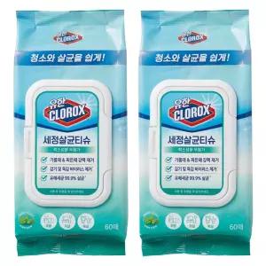 유한크로락스 세정살균티슈 후레시센트 60매 X 2개