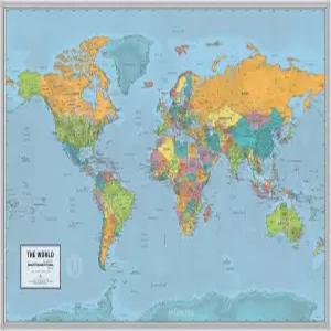 라미네이트 월드 보이저 지도 포스터 밝은 스타일 가장 읽기 쉬운 위치 라벨 포함 36인치 x 24인치 접히지