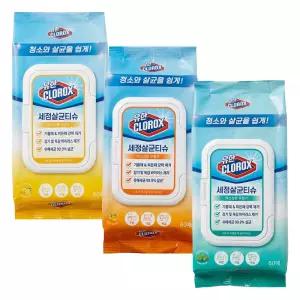 유한크로락스 세정살균티슈 60매 X 3종(시트러스+오렌지+후레시)